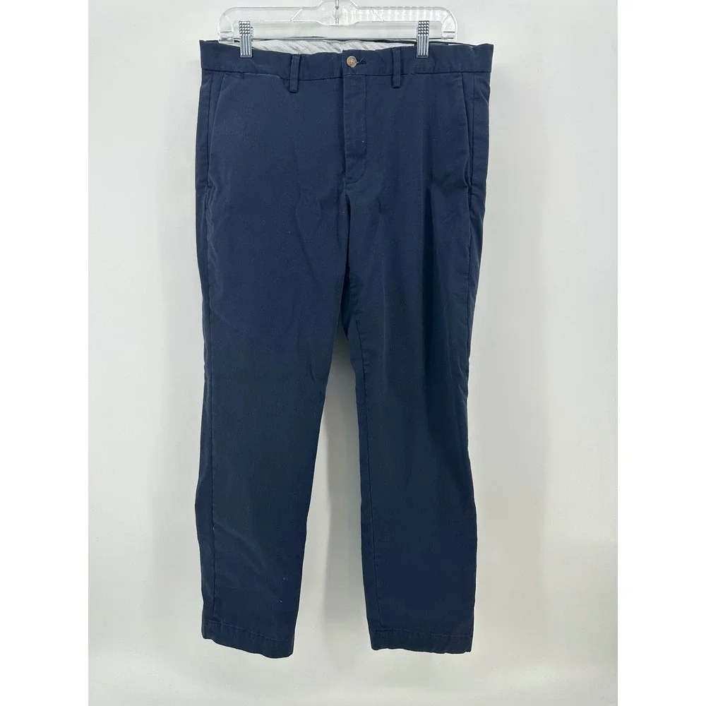Polo Ralph Lauren Mens Navy Blue Stretch Straight Fit Chino Pants 33x32